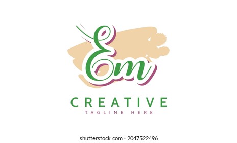 EM Initials, handwriting logo vector
