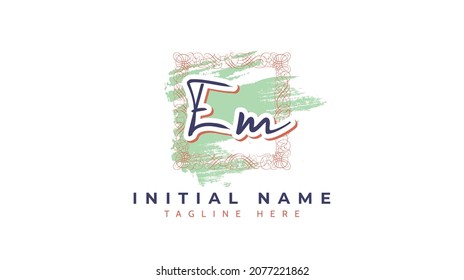 Em Initials, handwriting logo vector