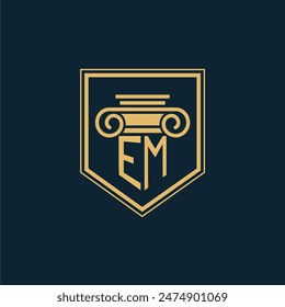 EM Initials Law Firm Logo Lawyer logo with creative law element