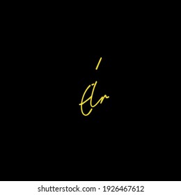 Em isolated black background initial vector elegant handwriting signature for identity