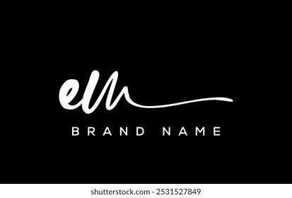 EM letter beauty handwriting vector logo. 