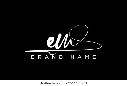 EM letter beauty handwriting vector logo. 