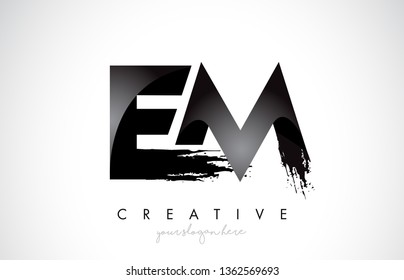 EM Letter Design with Brush Stroke and Modern 3D Look Vector Illustration.