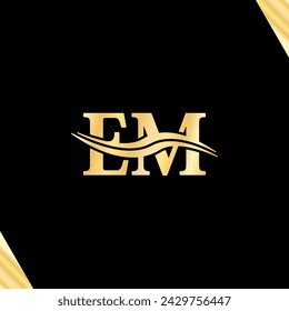 EM letter Elegant logo typeface Luxury Monogram design typography vector of business name branding logotype