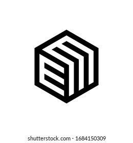 EM letter with hexagon logo design vecto