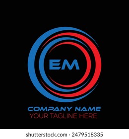 EM letter logo creative design. EM unique design. EM letter logo design on black background.