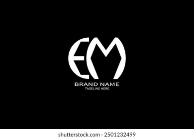 EM letter logo creative design. EM unique design. EM letter logo design on black background