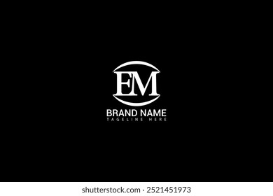 EM letter logo creative design. EM unique design. EM letter logo design on black background