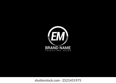 EM letter logo creative design. EM unique design. EM letter logo design on black background