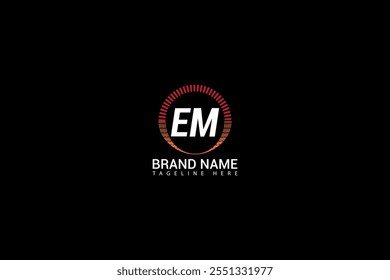 EM letter logo creative design. EM unique design. EM letter logo design on black background