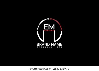 EM letter logo creative design. EM unique design. EM letter logo design on black background