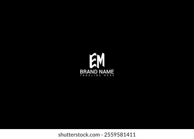 EM letter logo creative design. EM unique design. EM letter logo design on black background