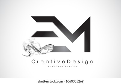 EM Letter Logo Design with Black Smoke. Creative Modern Smoke Letters Vector Icon Logo Illustration.