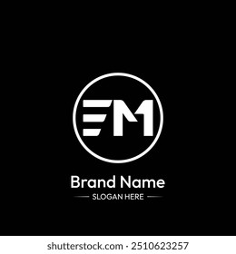 EM Letter Logo Design. Black Background.