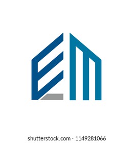 EM letter Logo design, real estate design vector logo