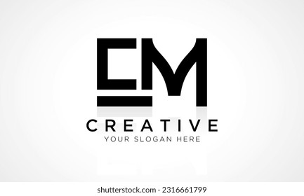 EM Letter Logo Design Vector Template. Alphabet Initial Letter EM Logo Design With Glossy Reflection Business Illustration.