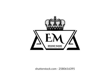 EM Letter Logo Design Vector Template. Alphabet Initial Letter EM Logo Design With Glossy Reflection Business Illustration.