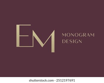 Design do ícone de logotipo da carta EM. Monograma de iniciais de luxo estilo clássico.