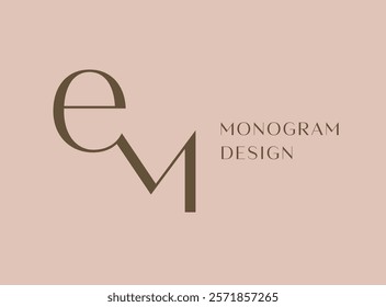 EM letter logo icon design. Classic style luxury initials monogram.