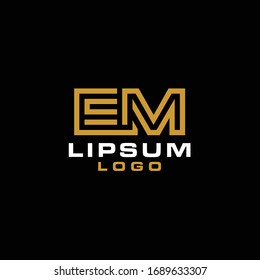 EM letter logo initial linked line logo combination