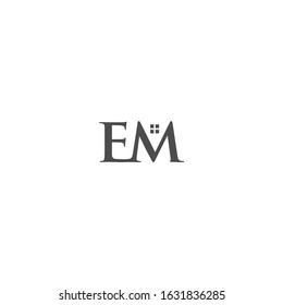 
EM letter logo with a window symbol. logos for real estate companies