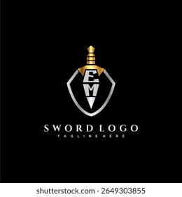 EM letter luxury monogram for shield and sword style image