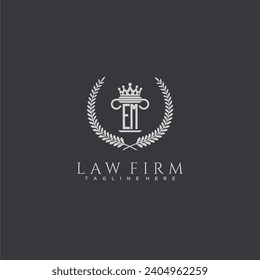 EM letter monogram logo for lawfirm with pillar  crown image design