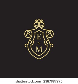 EM line vintage initial logo in high quality professional design that will print well across any print media