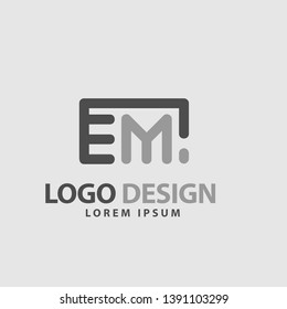 em logo conceptual initial font e and m square shaped