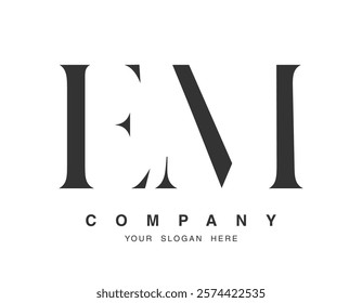 EM logo design. Initial letter e and m serif font style. Creative classic company name typography. Trendy logotype or identity. Vector illustration.