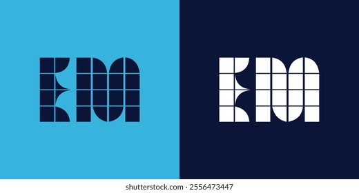 EM logo design with tile shape. Minimalist and modern vector illustration design suitable for business or brand