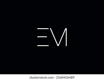 EM logo design vector icon template with black background