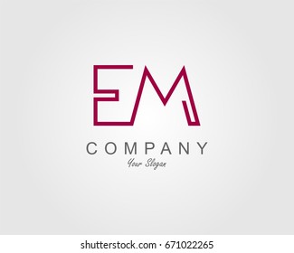 EM Logo. Letter design vector