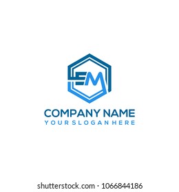 EM logo letter initial, Abstract polygonal Background Logo,