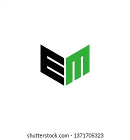 EM Logo Letter Initial With Black and Green Colors