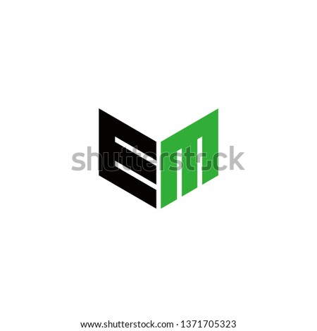 EM Logo Letter Initial With Black and Green Colors