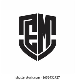 EM Logo monogram with emblem shield shape design isolated on white background