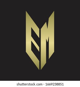 EM Logo monogram with emblem style isolated with gold colors