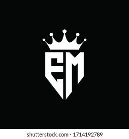 EM logo monogram emblem style with crown shape design template