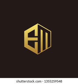 EM Logo Monogram with Negative space gold colors 