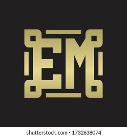 EM Logo monogram with piece line art design template