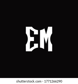 EM Logo monogram with pieces cut elements design template
