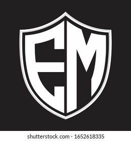 EM Logo monogram with shield shape isolated on outline design template