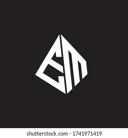 EM Logo monogram with standout triangle shape ribbon design template