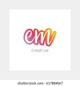 EM logo, vector. Useful as branding symbol, app icon, alphabet element, clip-art.