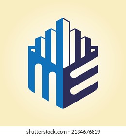EM oder ME Letter Logo Design Template.
