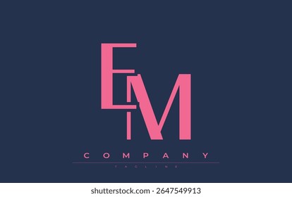EM Modern Initials Logo Design. Branding logo with stylized initials showcasing bold design and modern aesthetic. Ideal for professional business branding or creative projects focusing on minimalistic