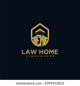 EM monogram initial logo for lawhome with shape home design