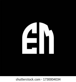 EM monogram logo with curve shape design template isolated on black background