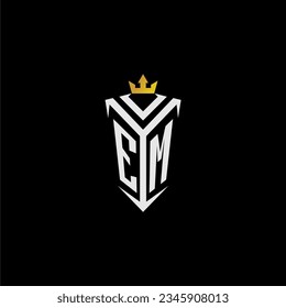 EM monogram logo initial for shield  crown style design